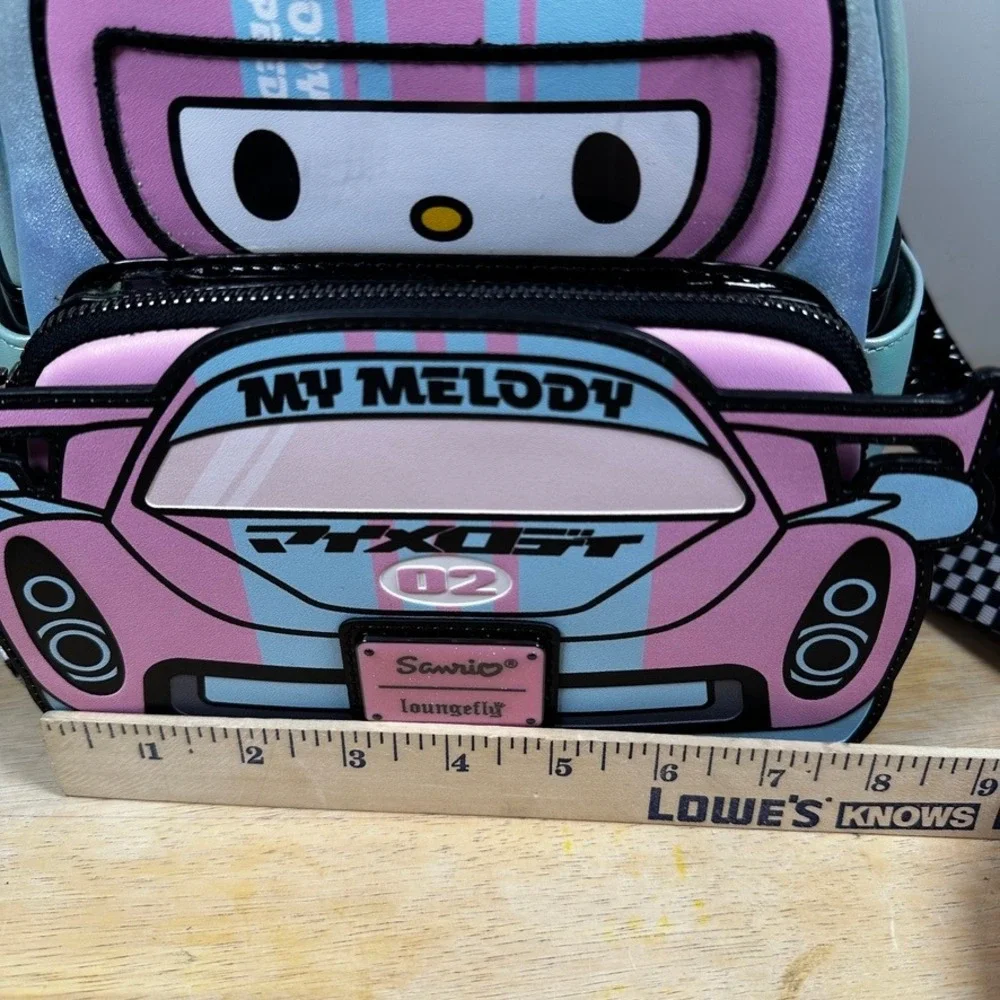 Loungefly Sanrio My Melody Tokyo Speed Mini Backpack‎ Iridescent Blue Race Car